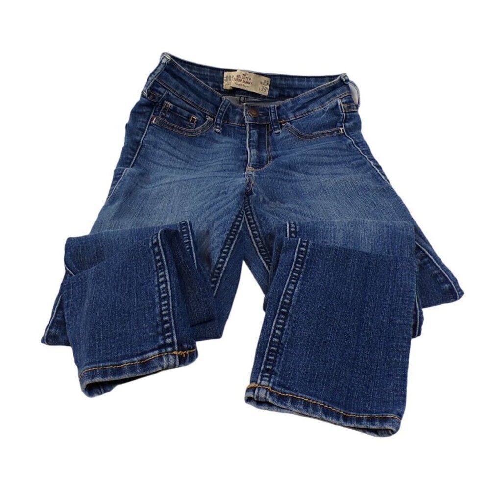 Hollister OOS High Rise Super Skinny Blue Jeans Womens Size W 23 / L 29